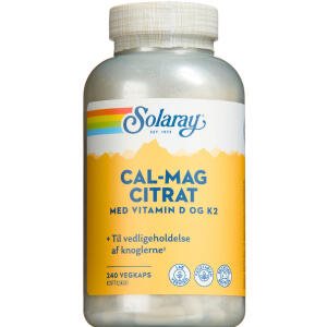 Solaray Cal-Mag Citrat +D +K2, 240 stk (Udløb: 11/2025)